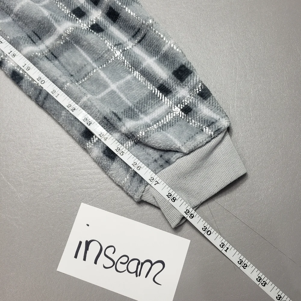 secret treasures gray silver sparkle fleece pajama pants women's size S